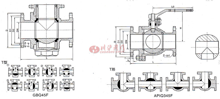 T型Q45F結(jié)構(gòu)圖和流向圖