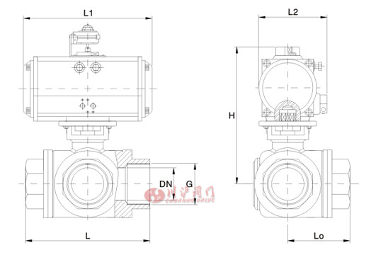 氣動三通內螺紋球閥結構圖