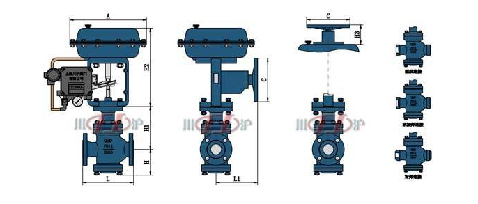 氣動(dòng)雙座調(diào)節(jié)閥結(jié)構(gòu)圖