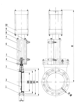 氣動陶瓷閘閥結(jié)構(gòu)圖